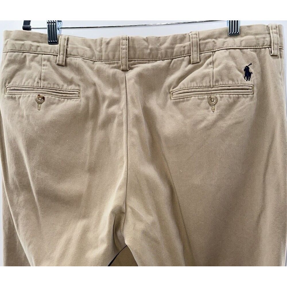 Polo Ralph Lauren Preston Men's Khaki Chino Pants Size 36x32 Flat Front Cotton - Picture 1 of 8